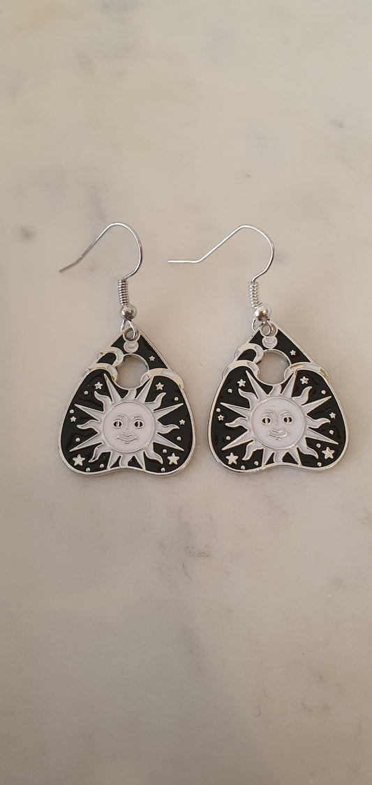 Goth Punk - Silver Ouija Sun & Stars Set of Earrings - Trendy Gothic