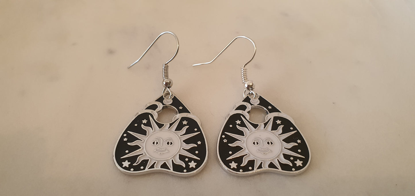 Goth Punk - Silver Ouija Sun & Stars Set of Earrings - Trendy Gothic