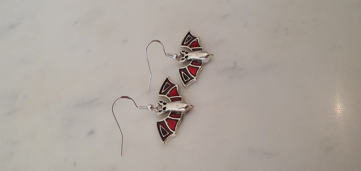 Goth Punk - Bat Black & Red Set of Earrings - Trendy Gothic