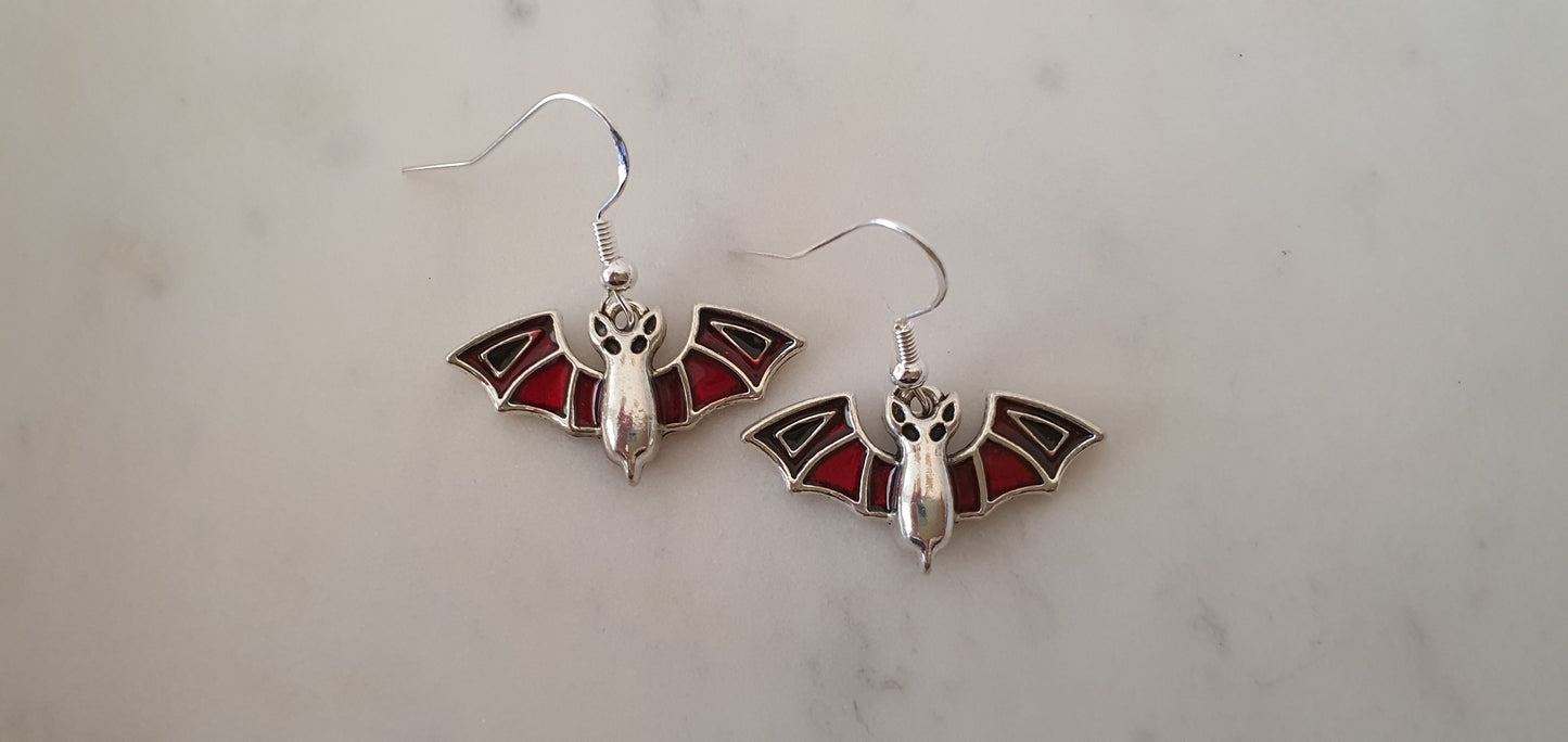 Goth Punk - Bat Black & Red Set of Earrings - Trendy Gothic