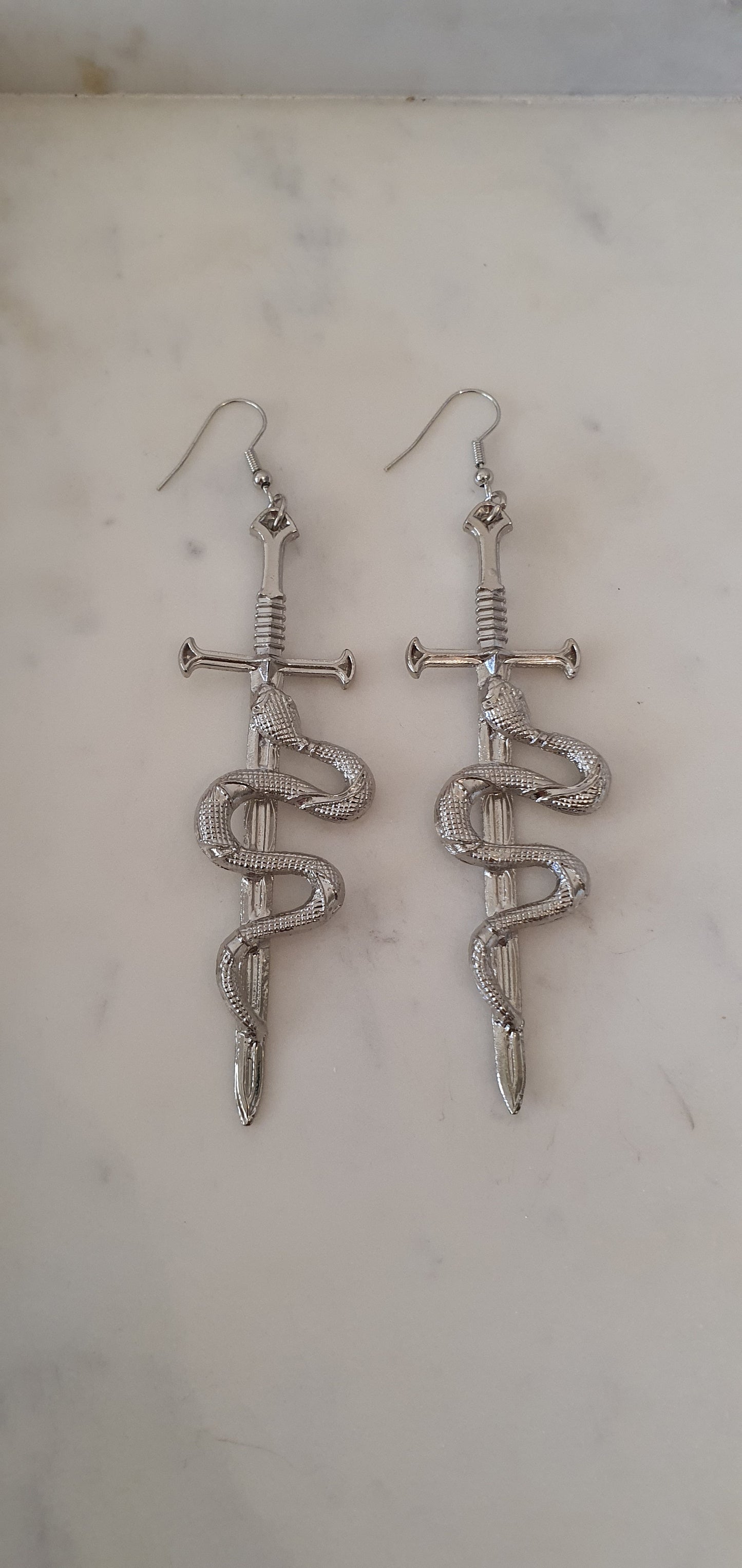 Goth Punk - Snake & Sword Set of Earrings - Trendy Gothic