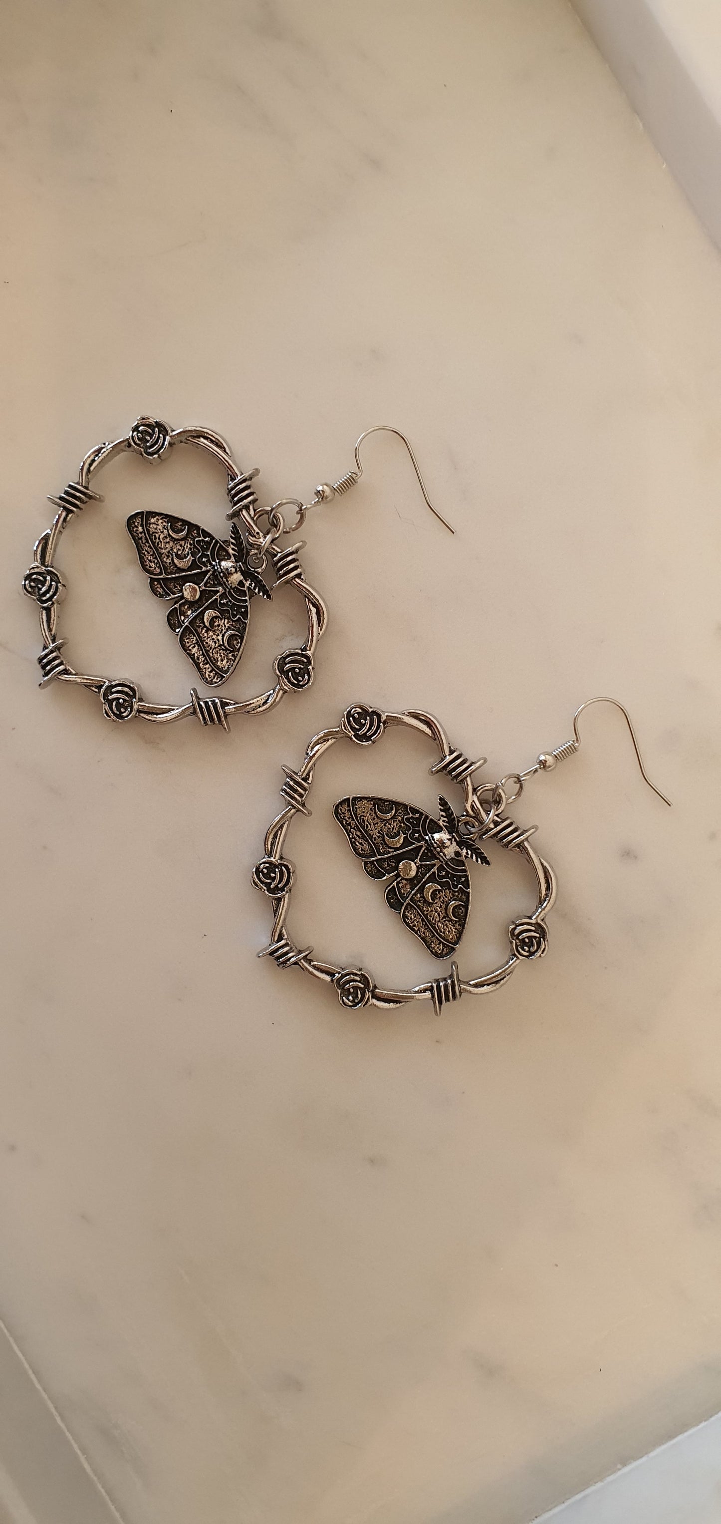 Goth Punk - Moths & Barbed Wire Set of Earrings - Trendy Gothic