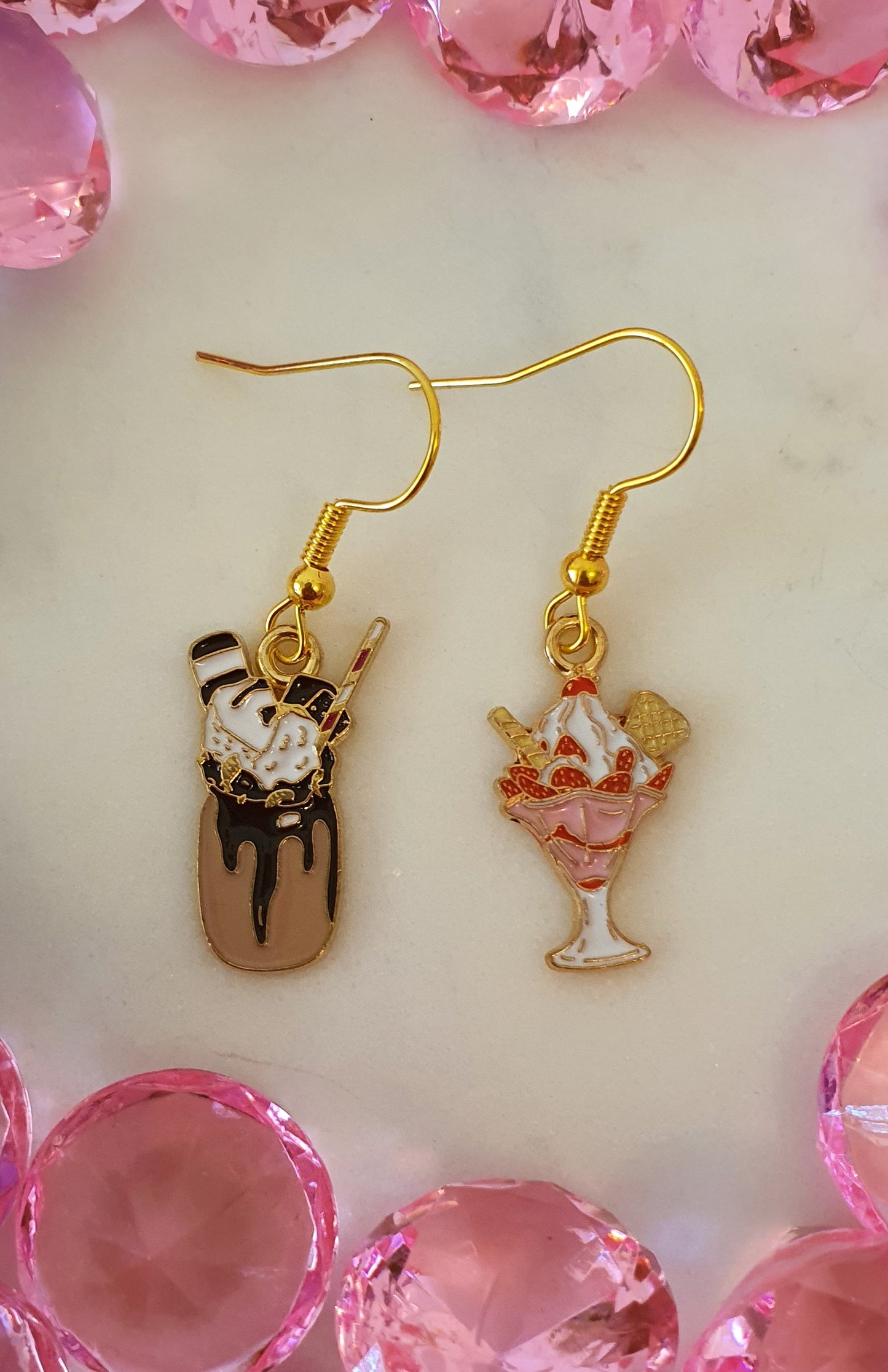 Ice Cream Sundaes - Choc & Strawberry Delight - Set of Earrings