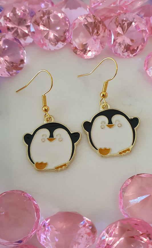 Happy Feet - Wild Penguin Dance - Set of Earrings - Gold