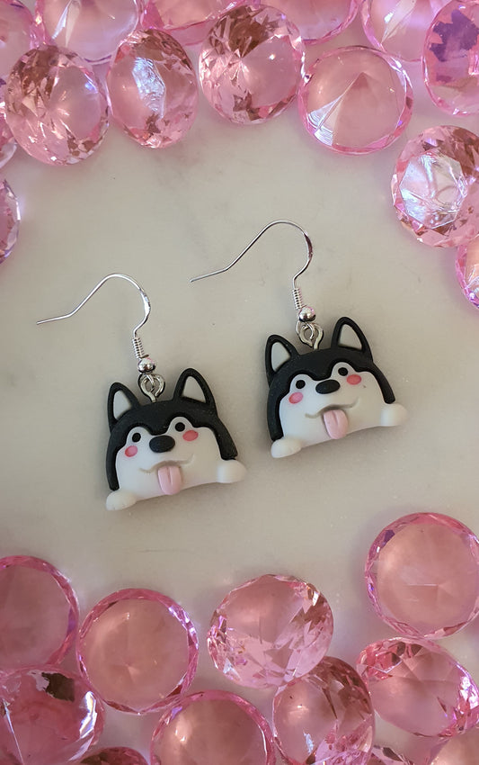 Siberian Husky Dog - Tongue Out Tuesday - Set of Earrings