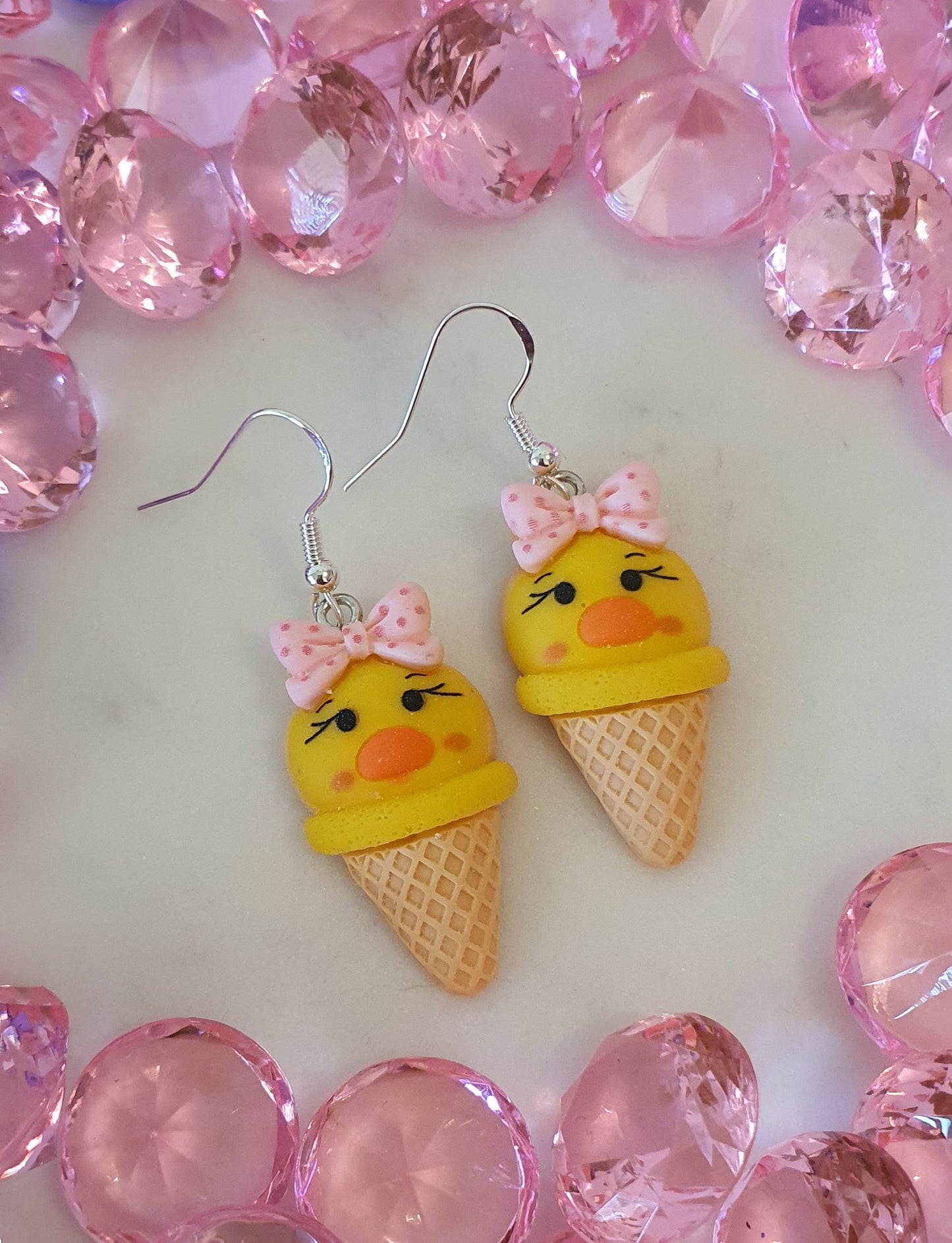 Sweet Lady Duck Ice Cream Cone - Set of Earrings