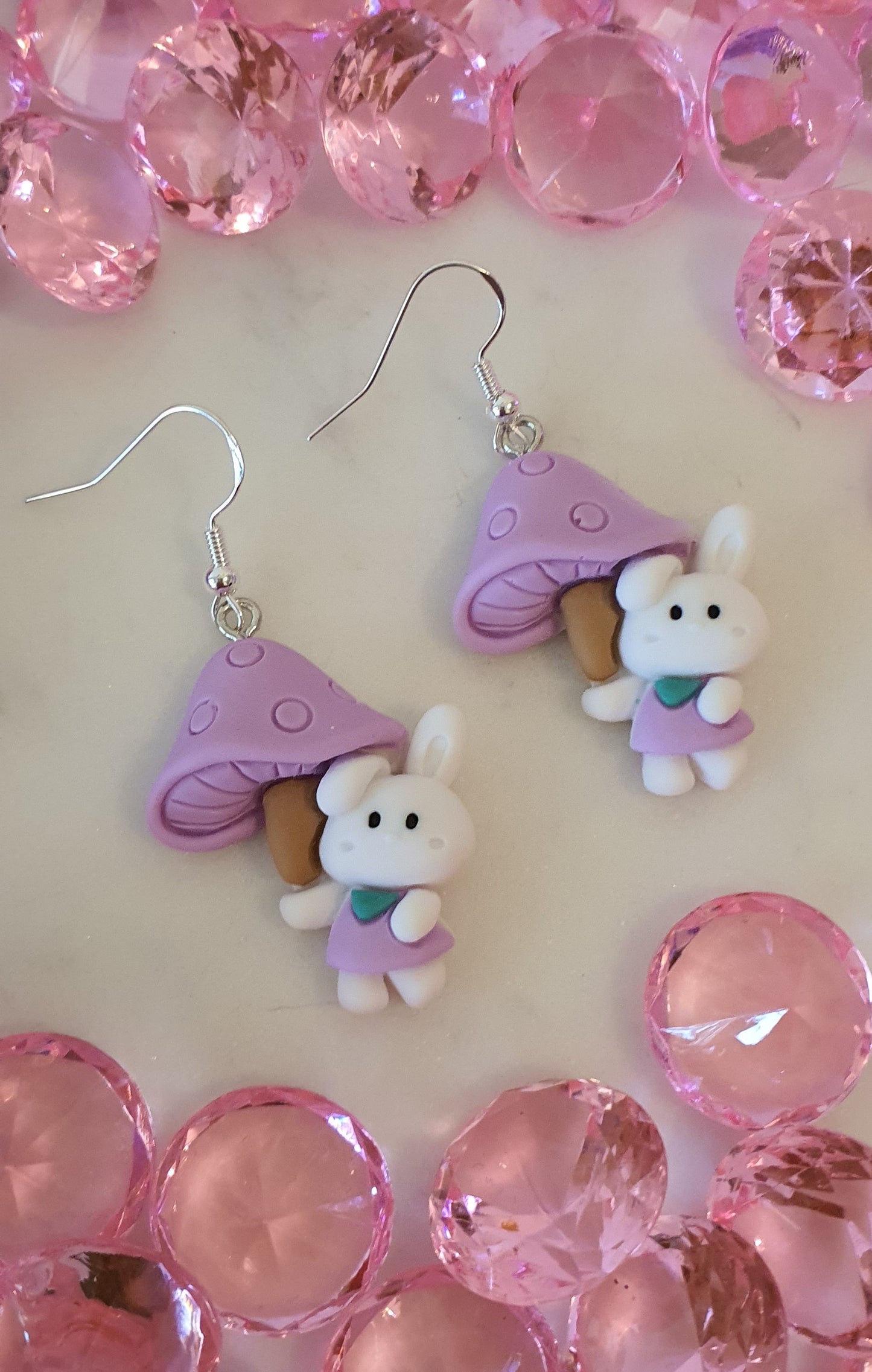 The Purple Rabbit & Mushroom Umbrella - Set of Earrings