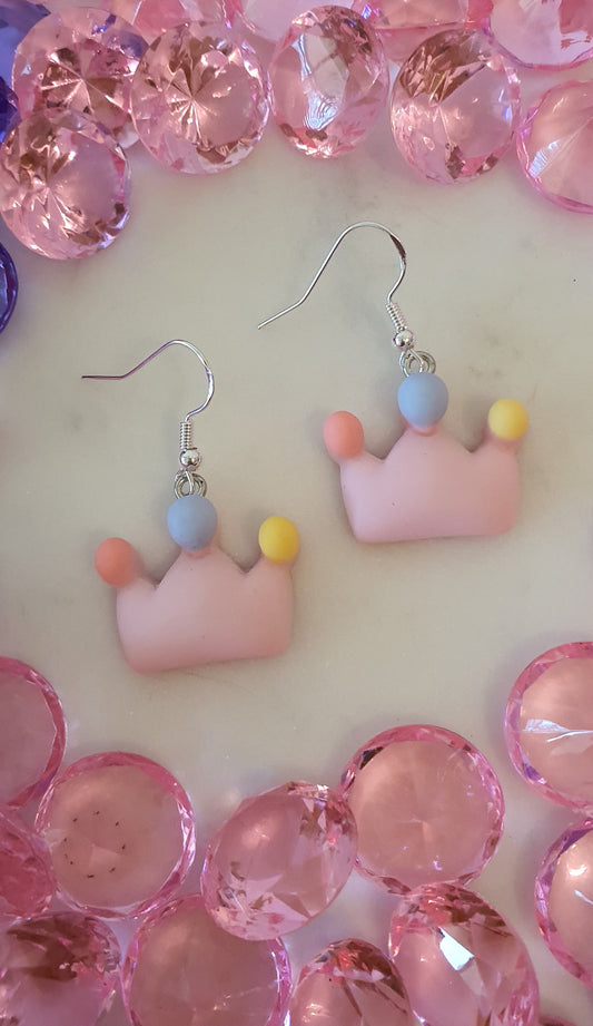 Beautiful Pastel Coloured Crown - Set of Earrings