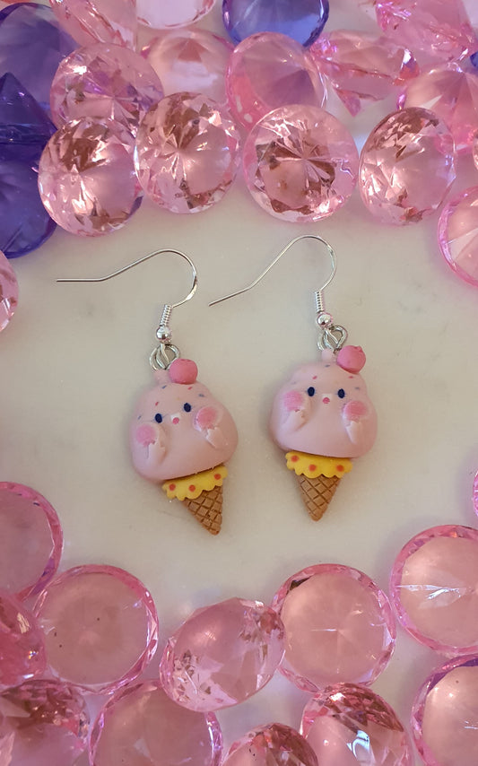 Exploding Fairy Floss Ice Cream Cone - Set of Earrings