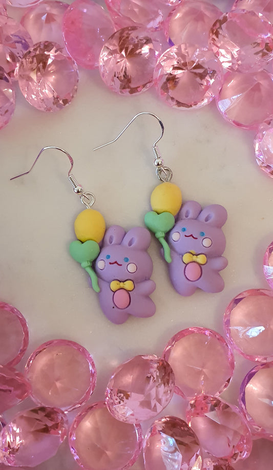 The Purple Easter Bunny & Egg - Set of Earrings