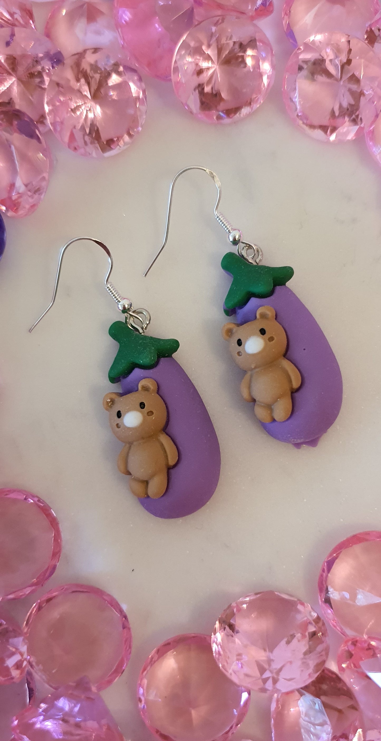 Precious The Bear & Eggplant Doom Set of Earrings