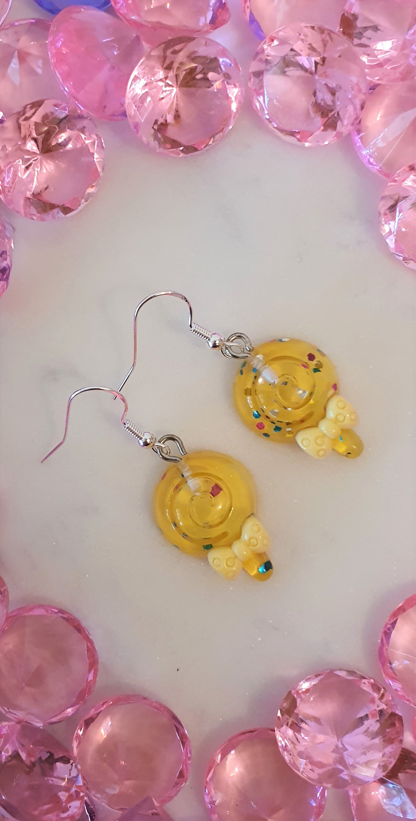 Honey & Lemon Glitter Swirl Lollipop - Set of Earrings