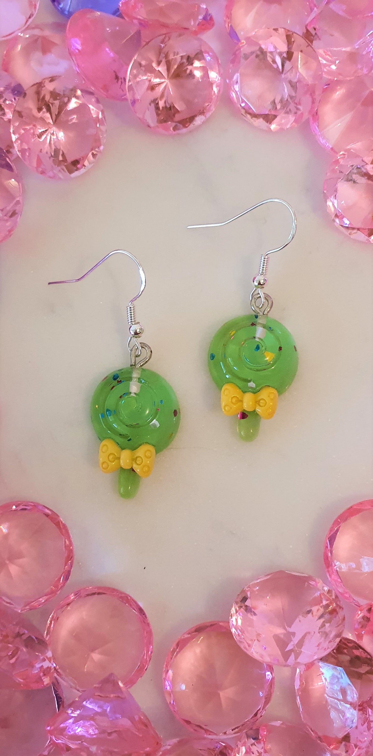 Apple & Lemon Glitter Swirl Lollipop - Set of Earrings