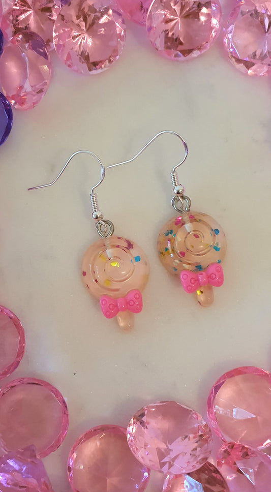 Fairy Floss & Musk Glitter Swirl Lollipop - Set of Earrings