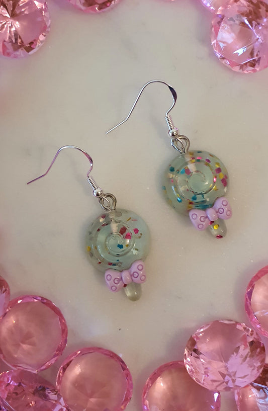 Elderberries & Plum Glitter Swirl Lollipop - Set of Earrings