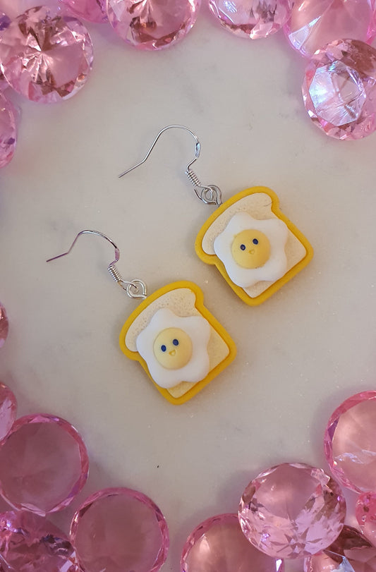 Well Hello Breakfast - Egg On Toast - Set of Earrings