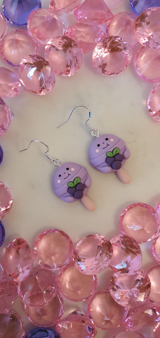 Heavenly Taro & Grapes Stick Ice Cream - Set of Earrings