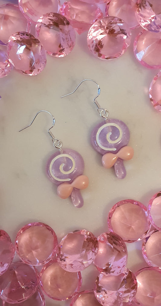 Galaxy Purple Swirl Lollipop - Set of Earrings