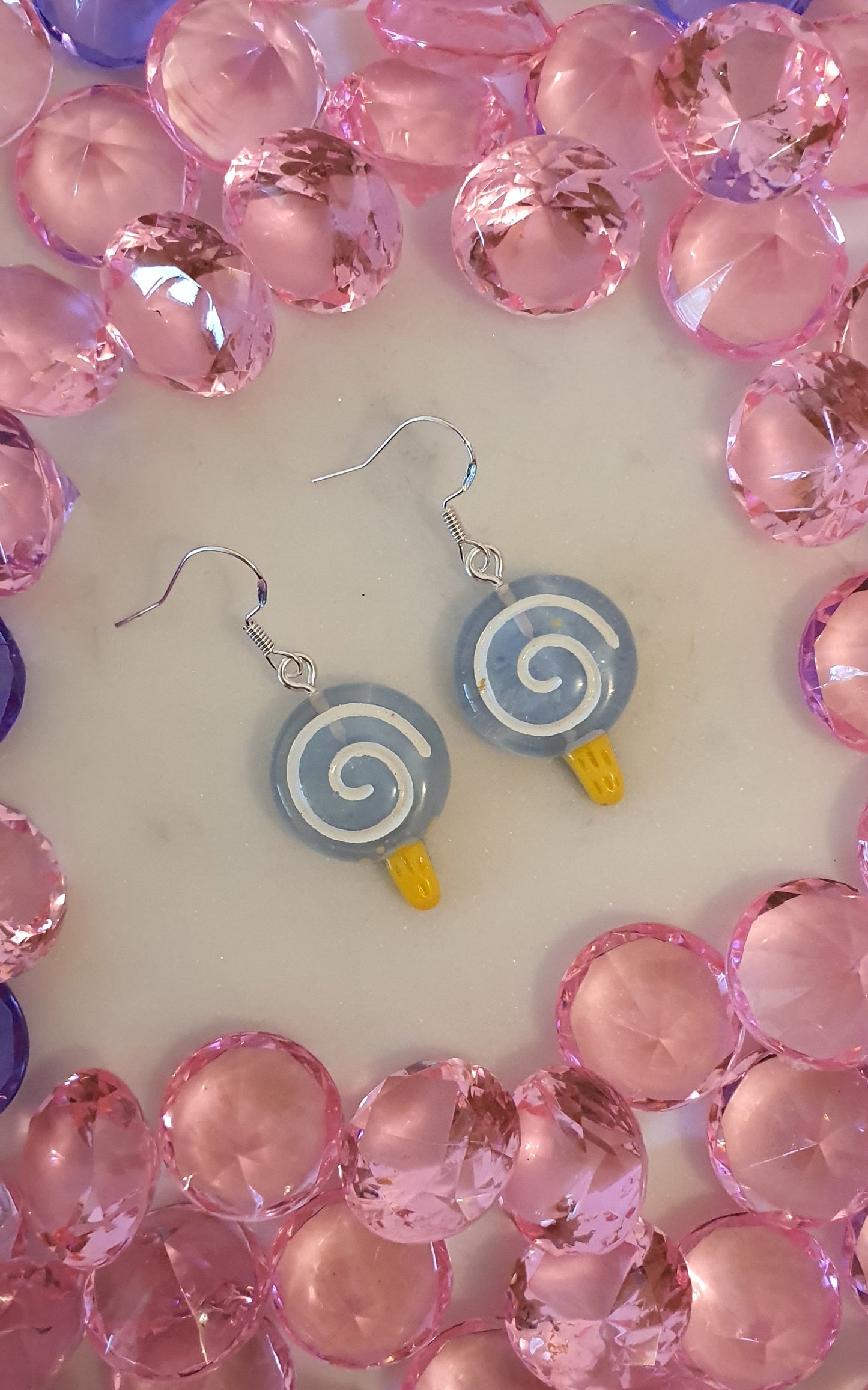 Galaxy Blue Swirl Lollipop - Set of Earrings