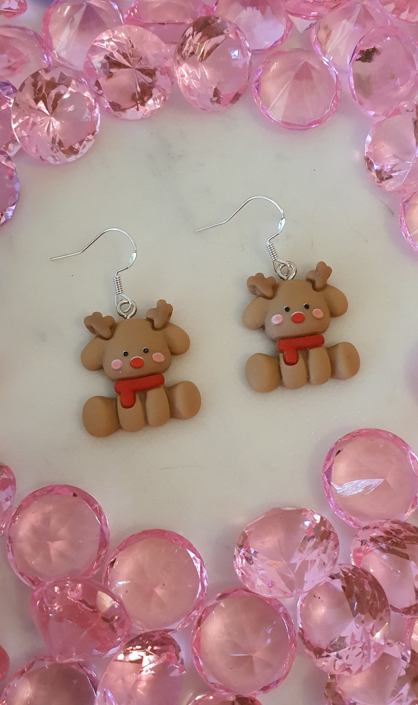 Ho Ho Ho Christmas Sitting Reindeer - Set of Earrings