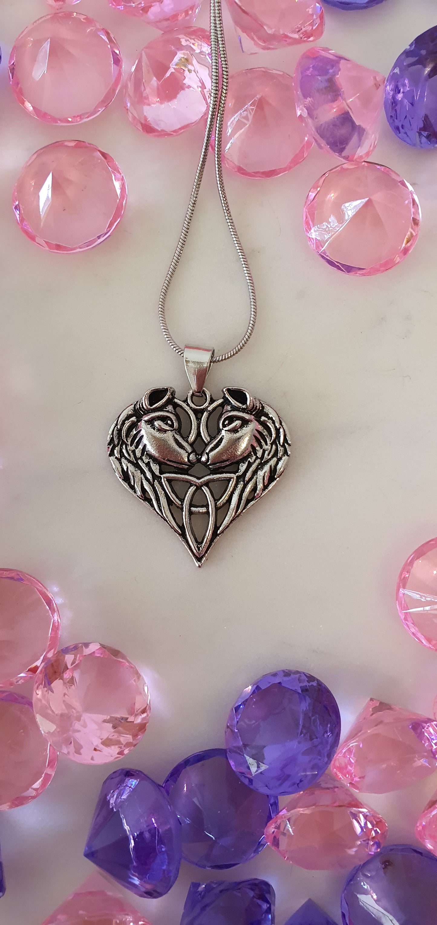 Viking Fantasy - Intertwined Wolves Trinity Knot Necklace