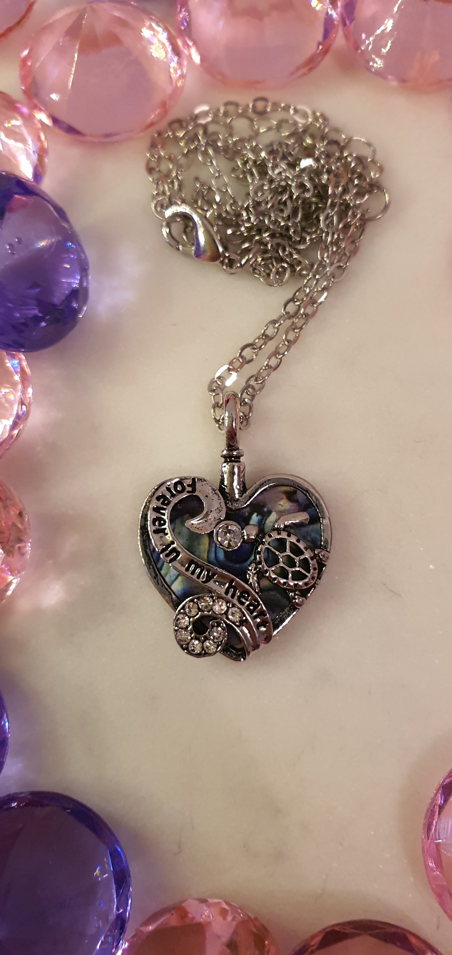 Stylish Bling Silver Turtle of Love Necklace